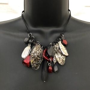 Just Jewelry Red & Silver Dangle Necklace